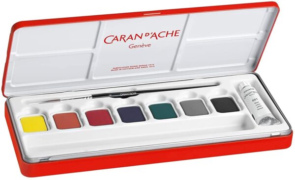 Caran d'ache 8 Gouache Studio Set Open.