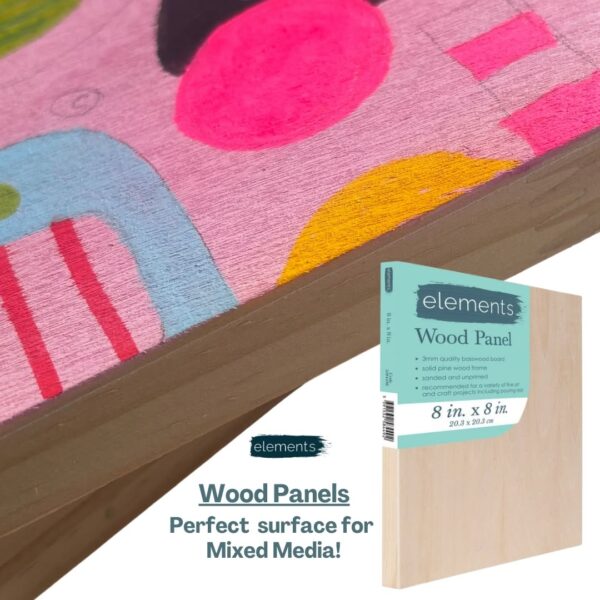 Elements wooden panels. Cradled with bright artwork painted on top