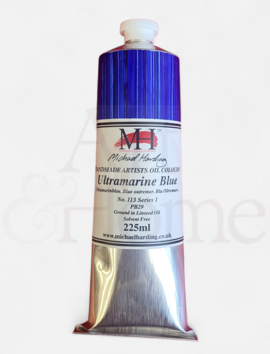225ml tube of michael harding ultramarine blue oil paint