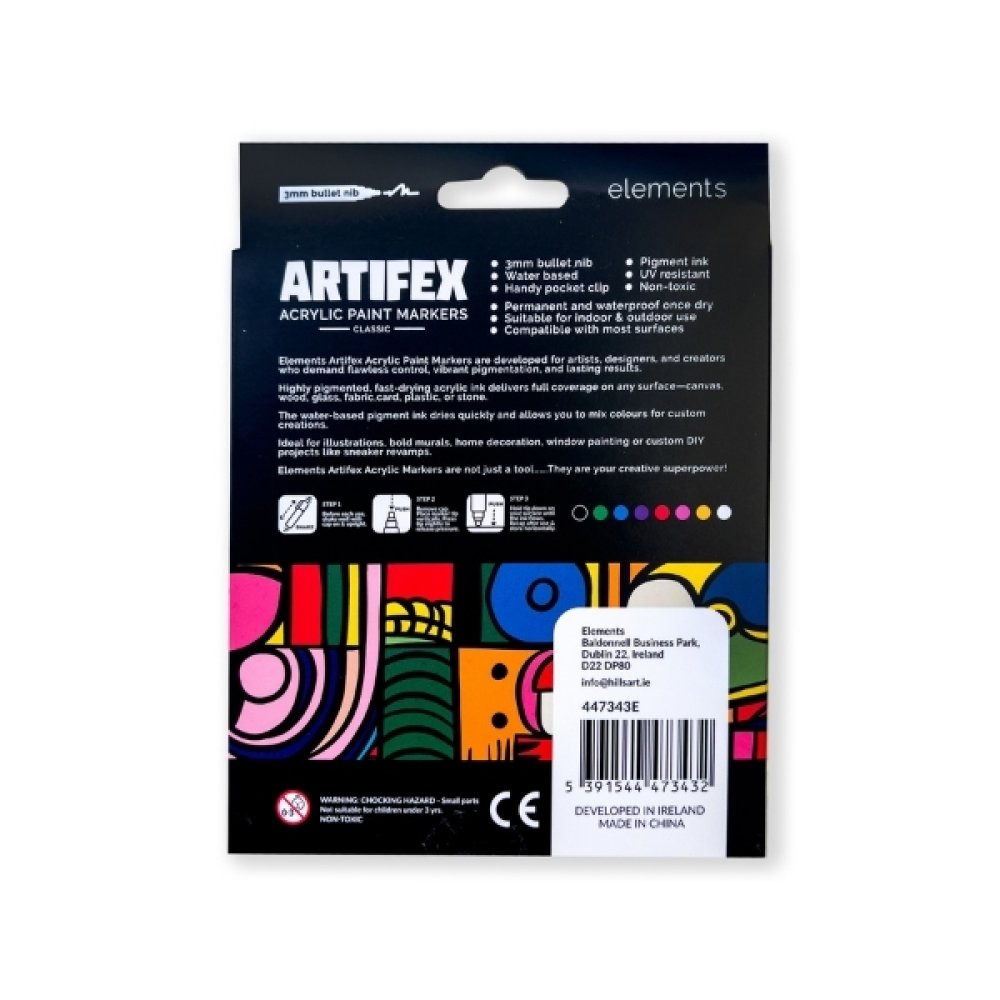 Artifex Acrylic Paint Markers Set of 8 - Image 3